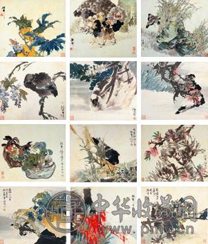 任颐 1878年作 花鸟草虫册 册页(12开) 设色纸本