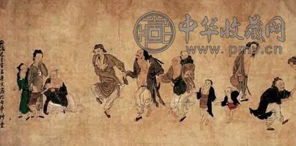 唐寅 人物 手卷 设色纸本