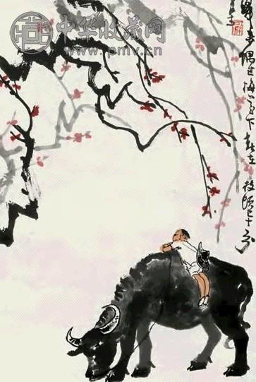 李可染 梅花归牧图 立轴 设色纸本