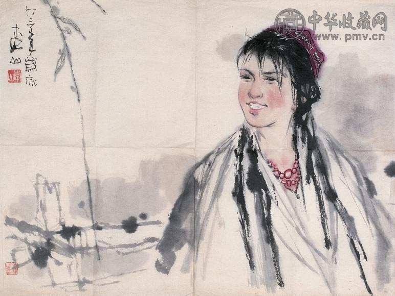 李山 1963年作 少女 镜心 设色纸本