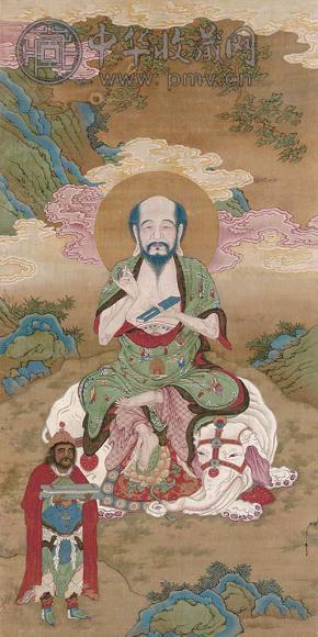 罗汉 立轴 设色描金绢本