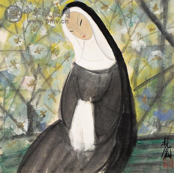 林风眠 人物 镜心 设色纸本