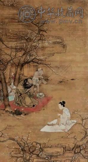 钟馗赏梅图 立轴 设色绢本
