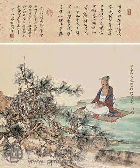 任重 2004年作 溪边参禅图 立轴 设色纸本