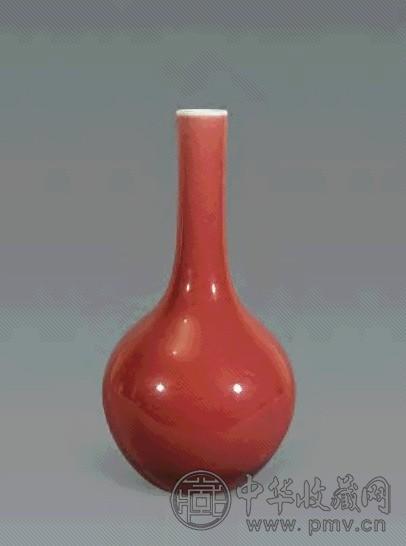 清康熙 霁红釉胆式瓶