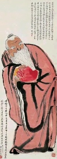 近现代 王铸九 东方朔偷桃图 轴