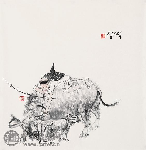 戴顺智 牧童 设色纸本