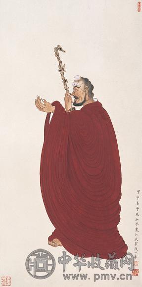 戚和 红衣罗汉 镜心 设色纸本