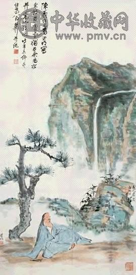 谢稚柳亚明唐云 1991年作 东坡卧游 立轴 设色纸本