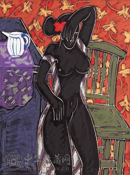 梁奕焚 1994年作 浴后裸女 油画 画布