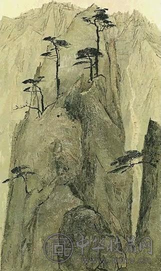 吴冠中 1974年作 黄山松景 油画画布