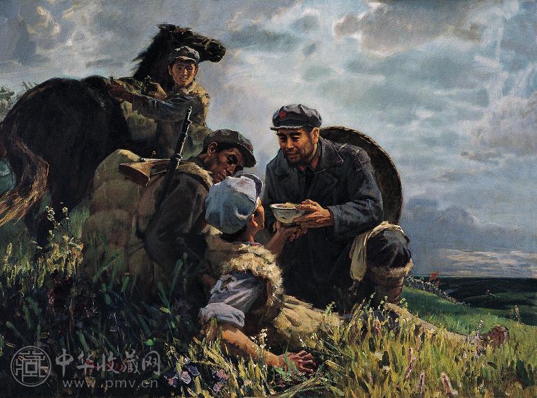 马一平 1977年作 难忘的征途 布面油画