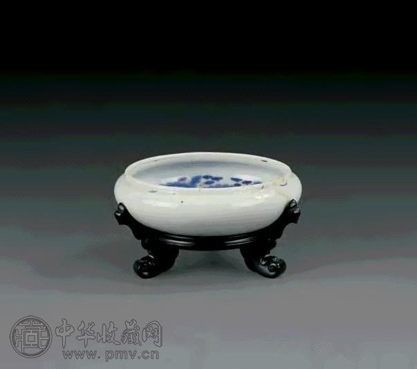 民国 青花鱼藻纹笔洗