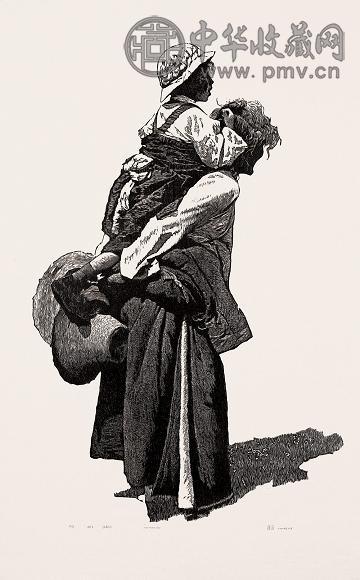 徐匡 2004年 奶奶 木刻版画