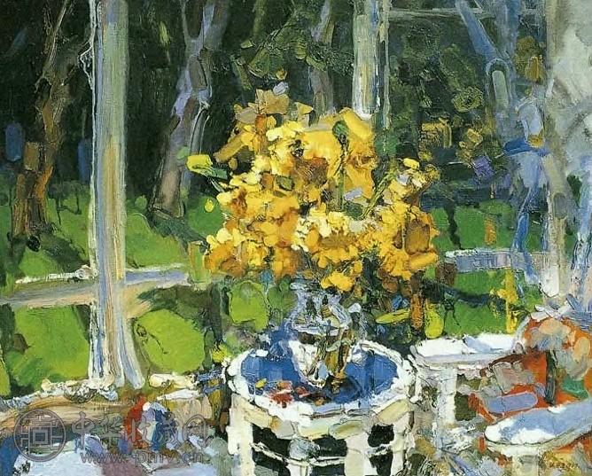 张京生 窗前的向日葵