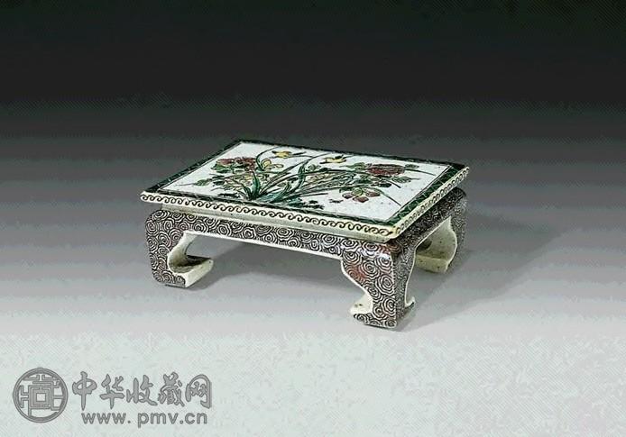 清康熙 素三彩花鸟小墨床