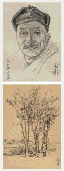 吕斯百 50年代 素描(2幅) 纸上 素描
