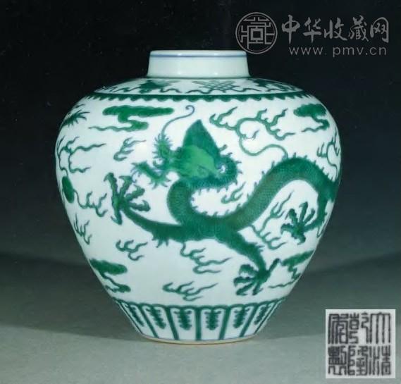 清乾隆绿彩双龙赶珠纹罐收藏资讯|艺术家|书画家|书画名人|书法家-中华