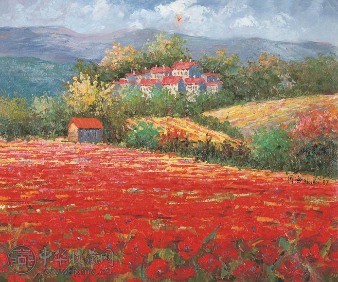 周海 1987年 花园别墅 高档油画布