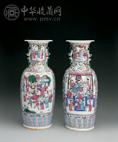 清同治粉彩人物开光大瓶(1对) 收藏资讯|艺术家|书画家|书画名人|书法家