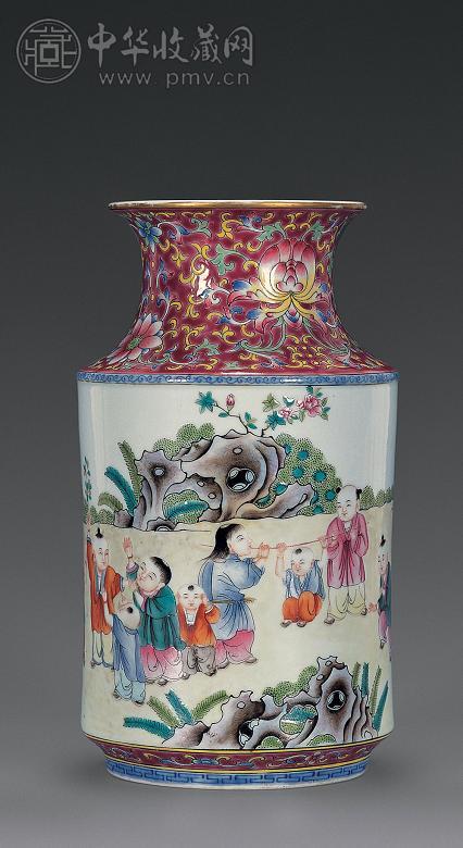 民国 粉彩婴戏图瓶