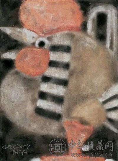 刘其伟 1999年作 鸡鸣早看天 综合媒材 纸