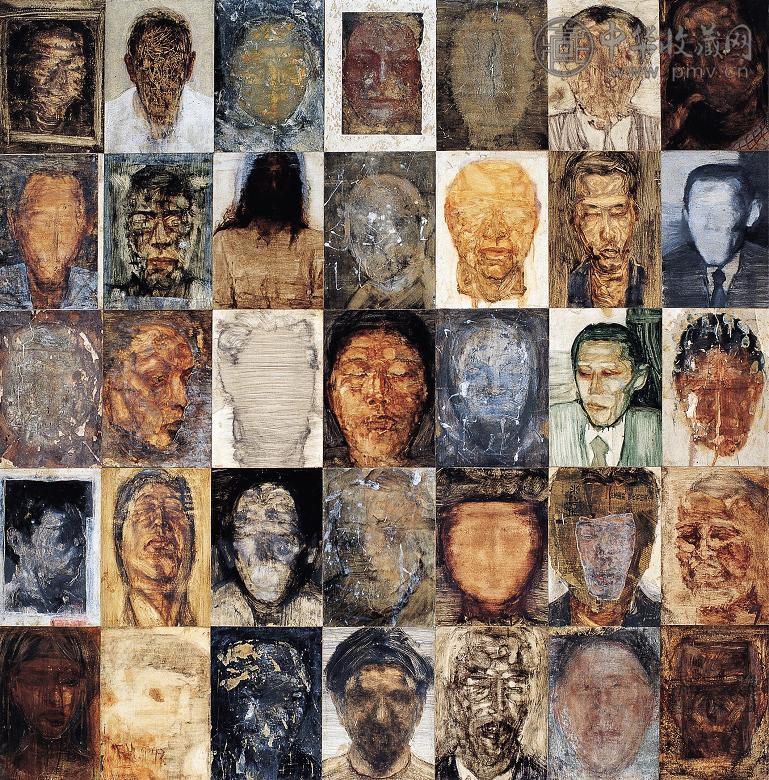 付泓 1997年作 面孔 木板油画