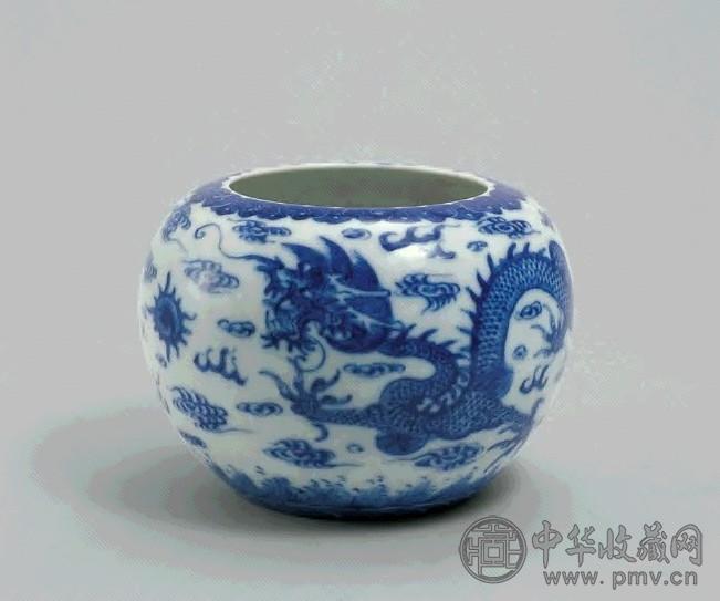 民国 青花龙凤纹水盂 一件