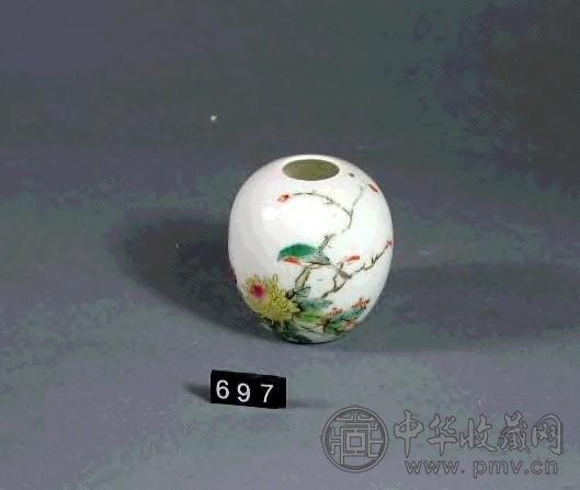 民国 粉彩花鸟水呈