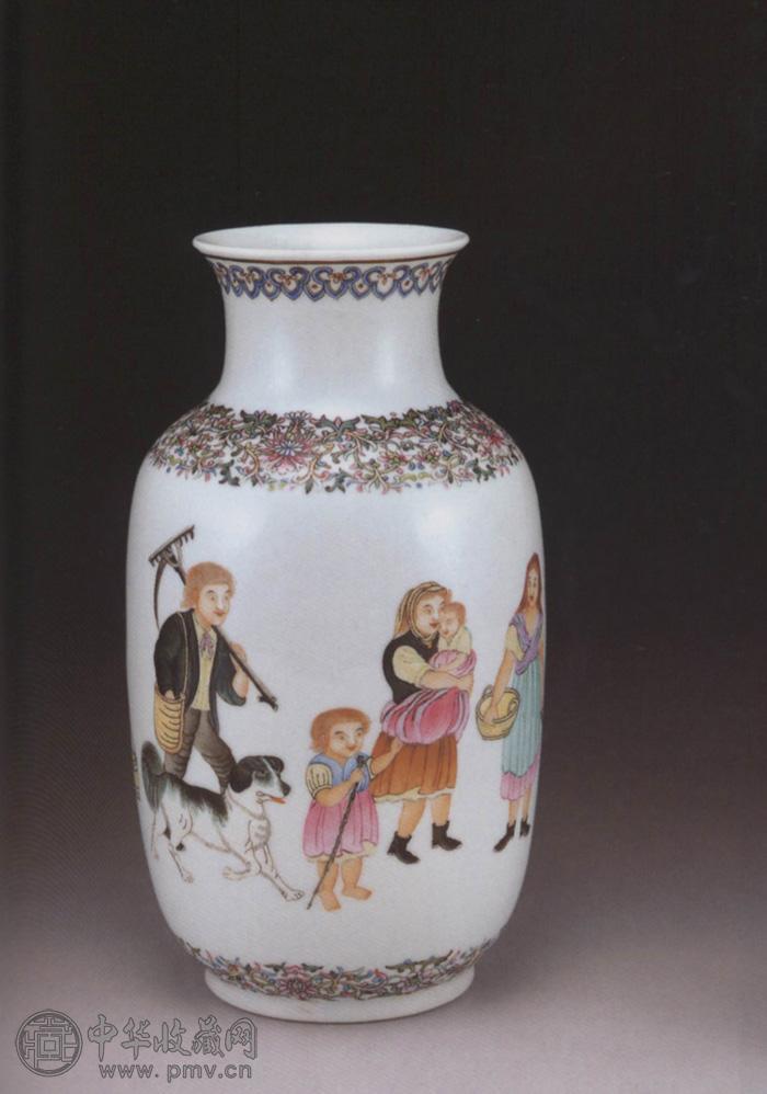 民国 粉彩西洋人物瓶