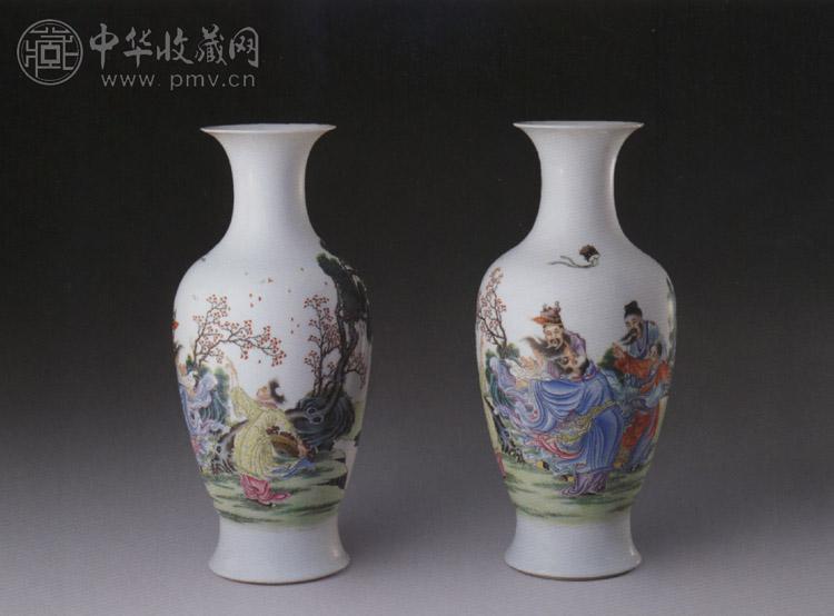民国 粉彩人物图瓶(1对)