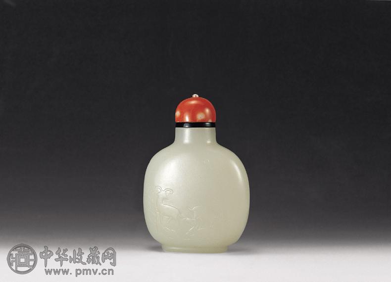 清中期 白玉三羊开泰鼻烟壶