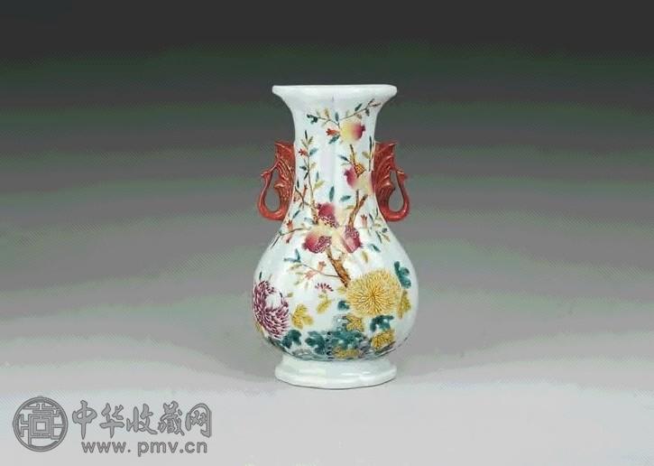 民国 粉彩菊花双耳瓶
