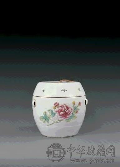 民国 粉彩芙蓉花卉纹盖罐