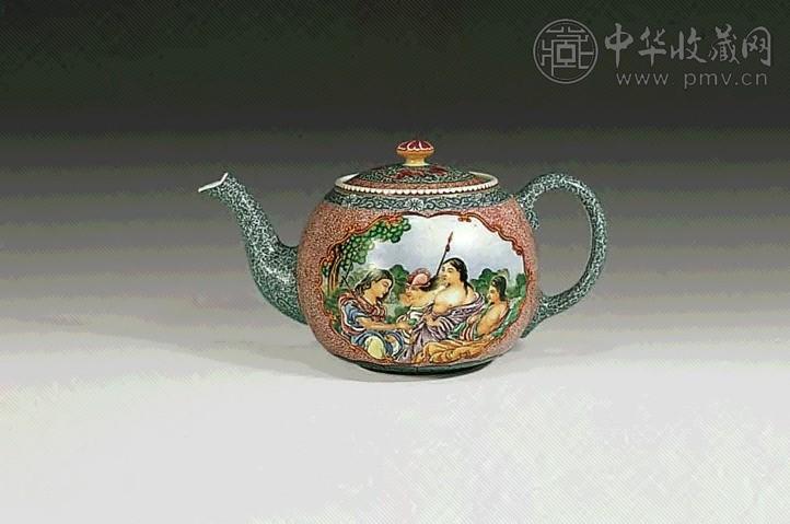 民国 料彩西洋人物茶壶