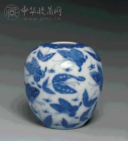 民国 青花百蝶图水盂