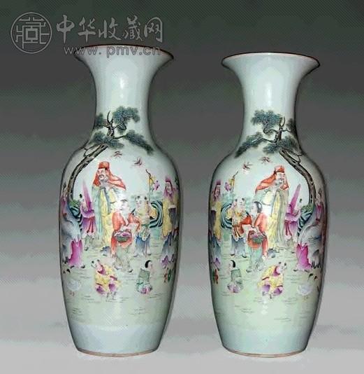 民国 粉彩人物大瓶一对