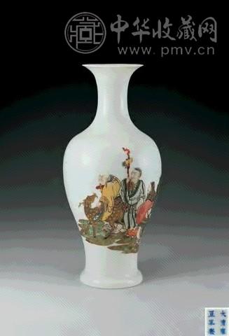 民国 粉彩福禄寿撇口瓶