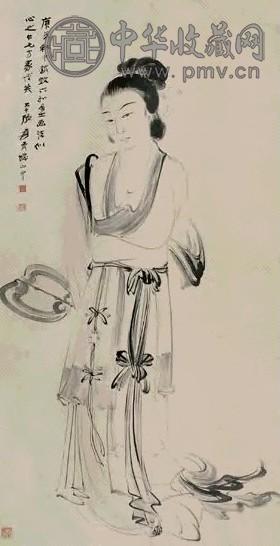近现代 张大千 仕女图 轴