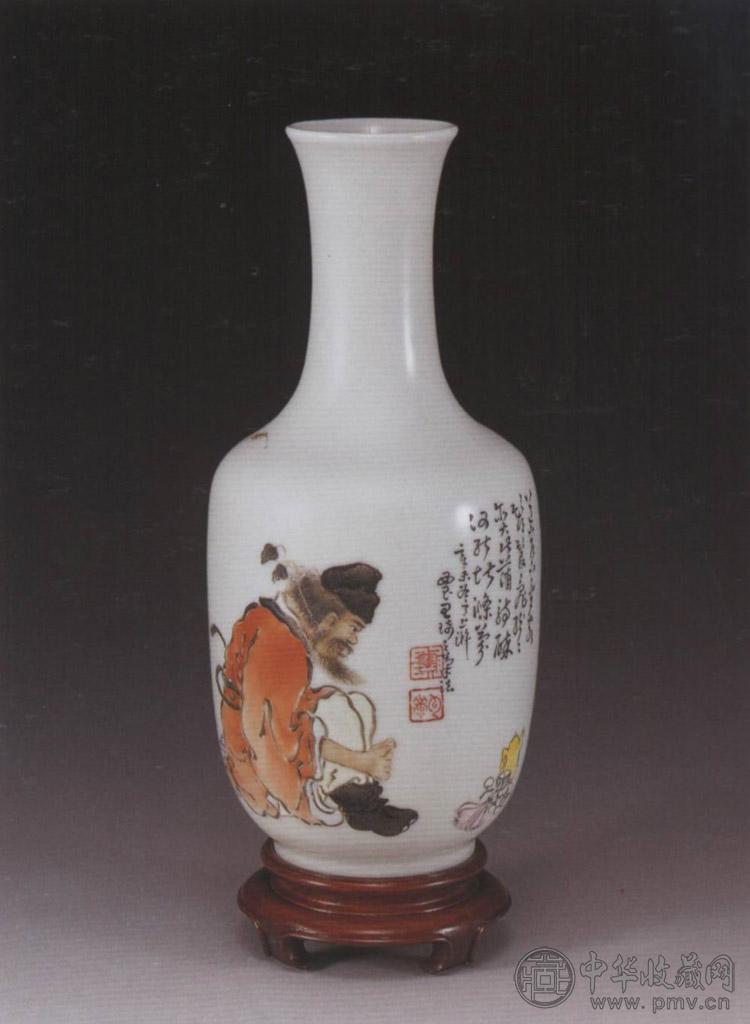 民国 粉彩人物撇口瓶