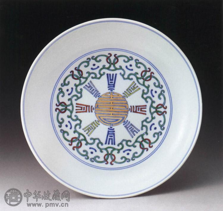 清乾隆 斗彩寿字盘