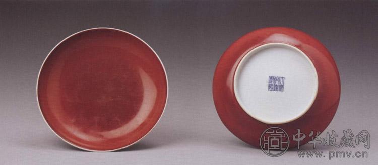 清乾隆 祭红釉盘(1对)