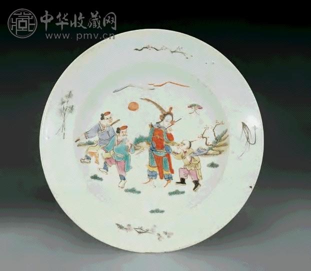 民国 粉彩人物折腰盆