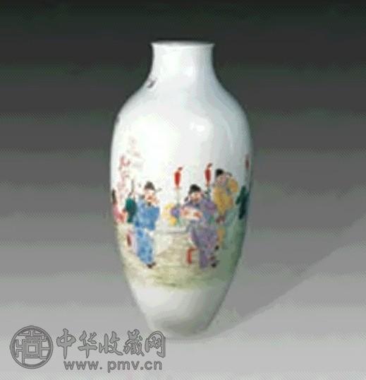 民国 粉彩人物瓶