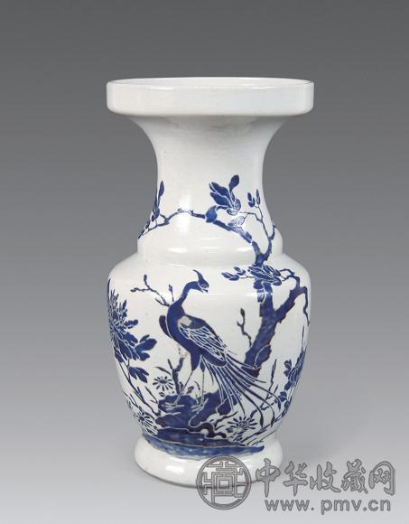 清乾隆蓝料彩凤凰牡丹纹盘口瓶收藏资讯|艺术家|书画家|书画名人|书法家