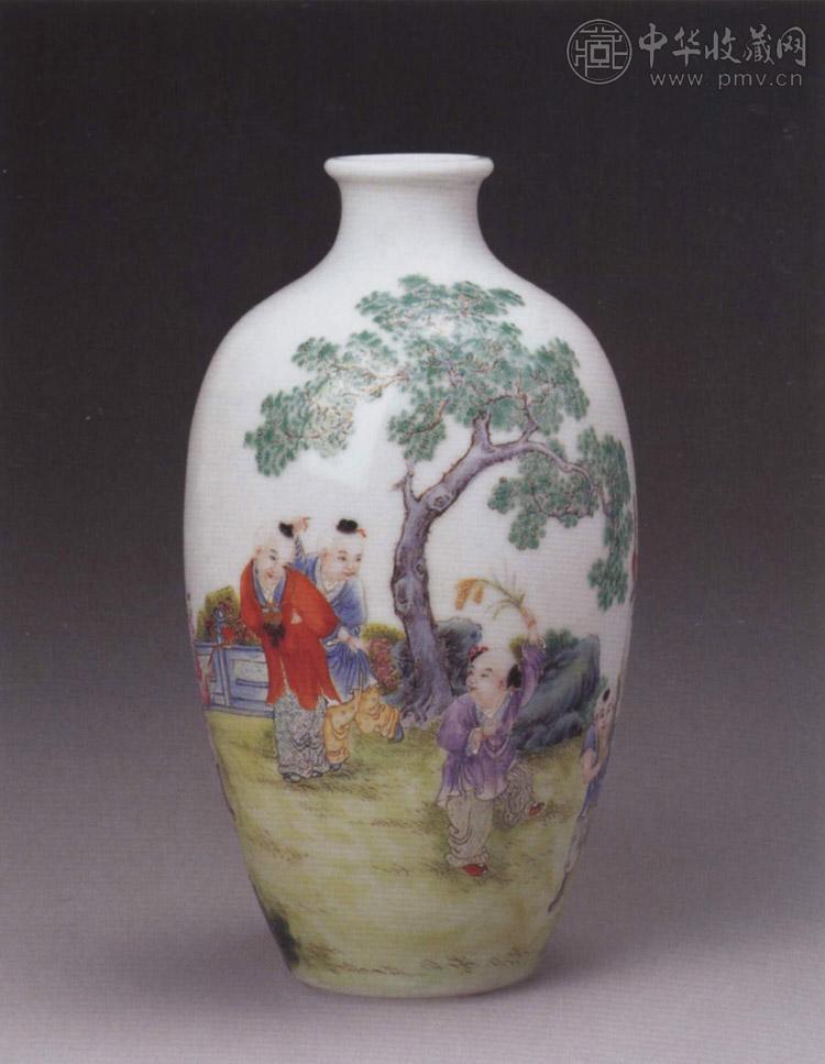 民国 粉彩婴戏图瓶