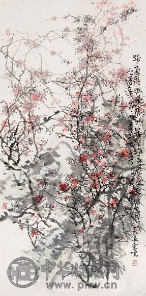 宋鸣 花卉 镜心 设色纸本