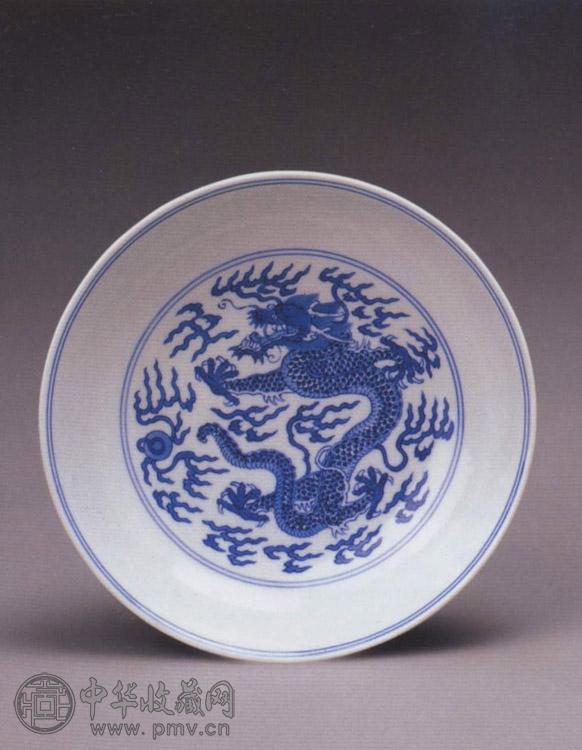 清道光 青花云龙纹盘