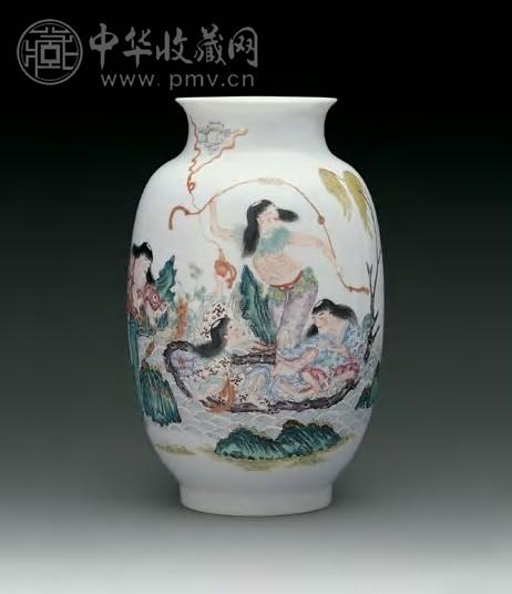 民国 粉彩人物灯笼瓶