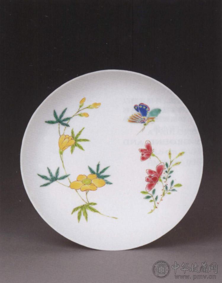 清雍正 粉彩花蝶纹盘